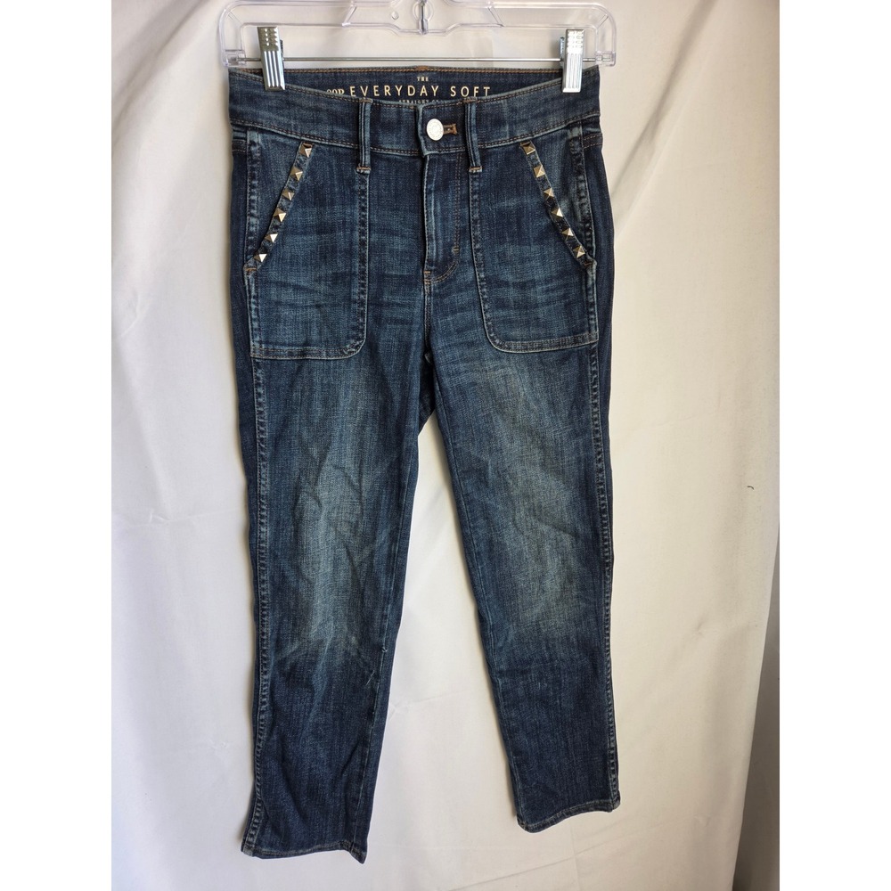 White House Black Market Everyday Soft Jeans Womens 00P Blue Dark Straight